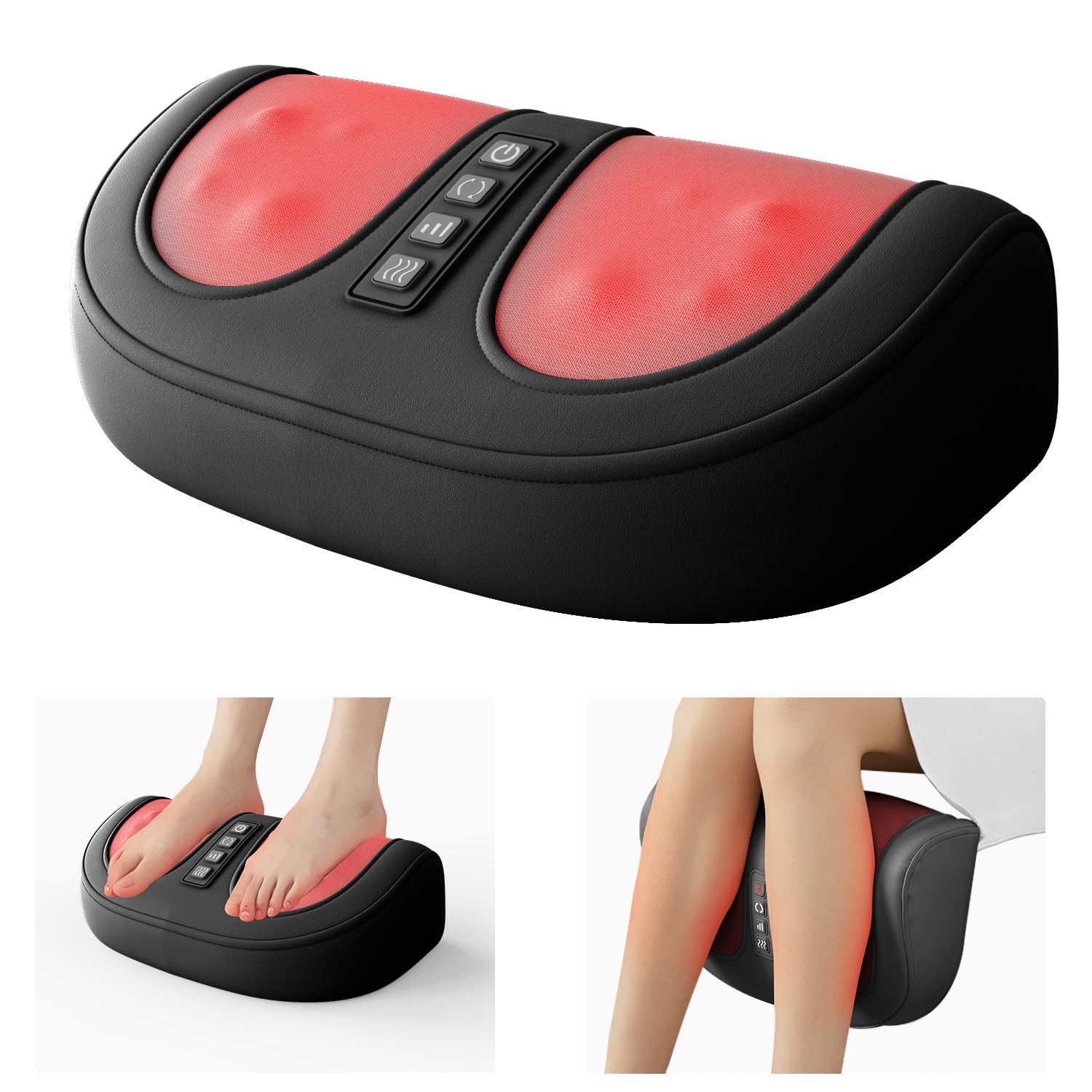 LEERCON Foot Massager with Heat Electric Kneading Plantar Fasciitis Treatment Machine Circulation and Pain Relief for Foot and Calf Massage Gifts for Dad Mom and Lover